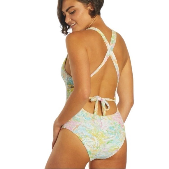 Becca Hot Springs One Piece Medium Tie Dye Plunge Swimsuit - Picture 5 of 9